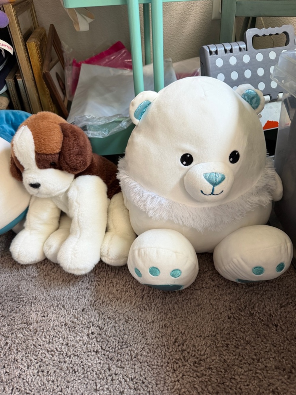 Teal and White Plush Snorlax-Style Stuffed Animal for Kids - Picture 4 of 6